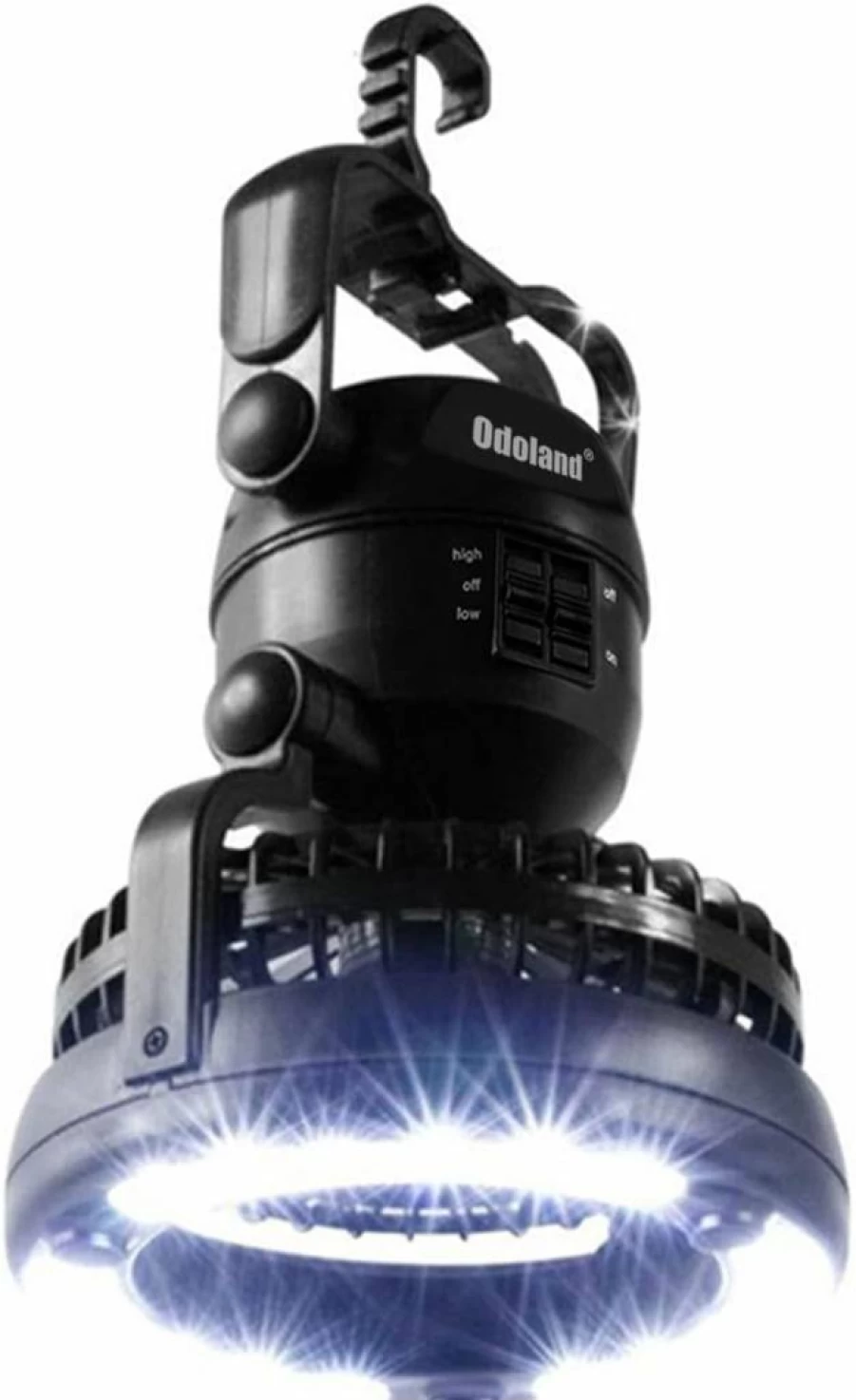 Odoland Portable LED Camping Lantern with Ceiling Fan - Battery Powered, Hurricane Emergency Light, Outdoor Gear for Camping, Hiking, and Power Outages