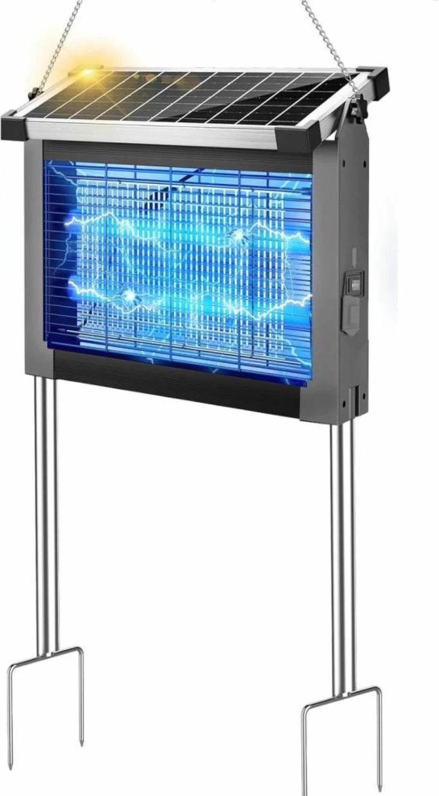 PhatroyYee 4500V Solar-Powered Bug Zapper – Waterproof, Rechargeable Outdoor Mosquito Killer for Patio, Garden, Yard, and Camping
