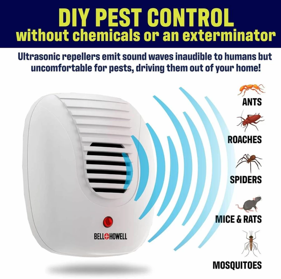 Bell+Howell Ultrasonic Pest Repeller 8 Pack - Chemical-Free Plug In Device for Mice, Rats, Roaches, Spiders, Mosquitoes & Insects - Odorless, Silent Rodent & Bug Repellent