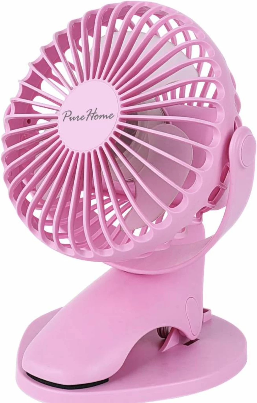 PureHome Portable Clip Fan - USB Rechargeable, 3 Speed Mini Desk Fan with 360° Rotation, Ultra Quiet Strong Airflow for Office, Bedroom, Dorm, Camping (Pink)