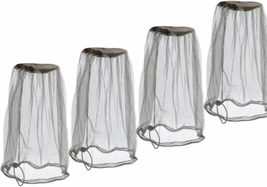ACKEIVTO Premium Mesh Mosquito Head Net - 4 Pack Outdoor Face & Neck Protection, Breathable Fly Netting Hood for Hiking & Camping