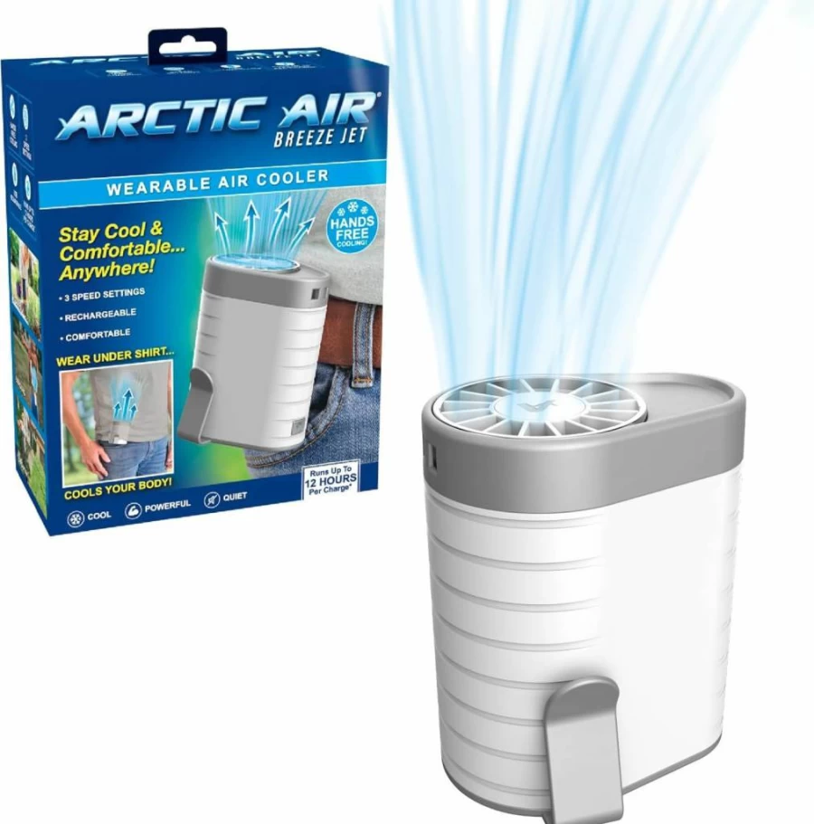 Arctic Air Breeze Jet Wearable Cooler - Portable Rechargeable Neck Fan with 3 Speeds, Lightweight for Travel, Camping & Indoor Use