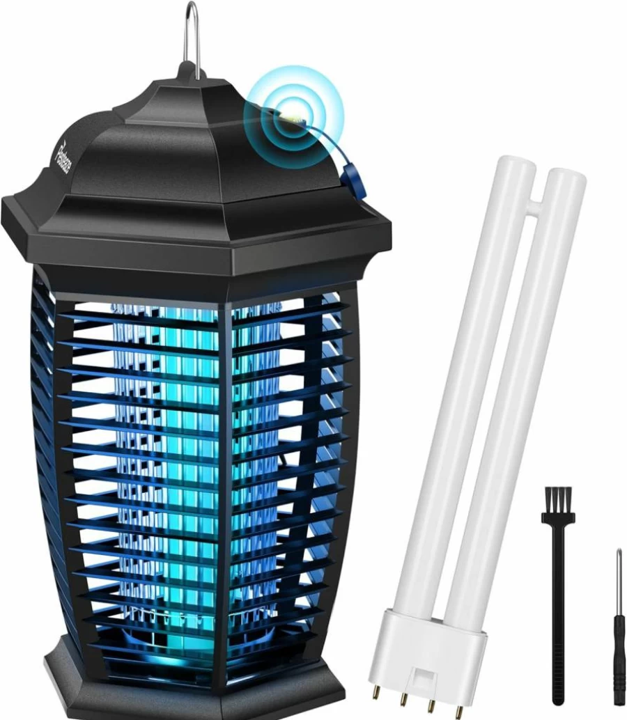 PestEaze Outdoor Bug Zapper with 5600V Electric Fly Trap, LED Light & 3-Prong Plug - Mosquito Killer for Indoor & Outdoor Use, ABS Plastic Insect Zapper