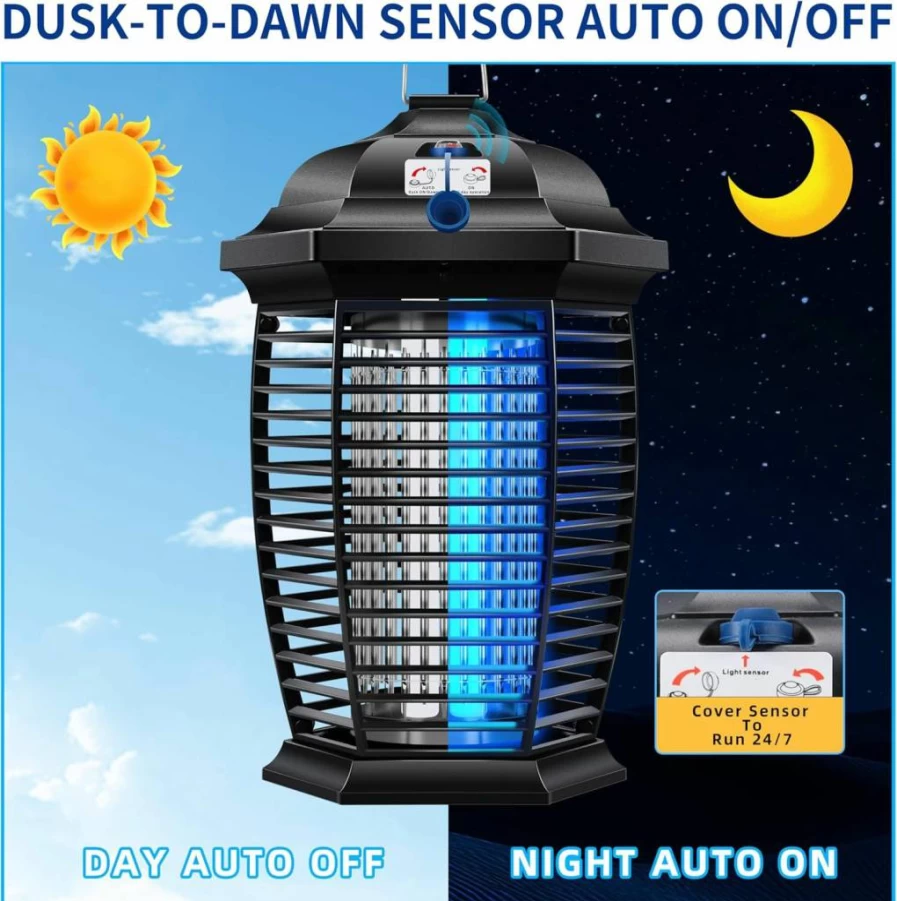 PestEaze Outdoor Bug Zapper with 5600V Electric Fly Trap, LED Light & 3-Prong Plug - Mosquito Killer for Indoor & Outdoor Use, ABS Plastic Insect Zapper