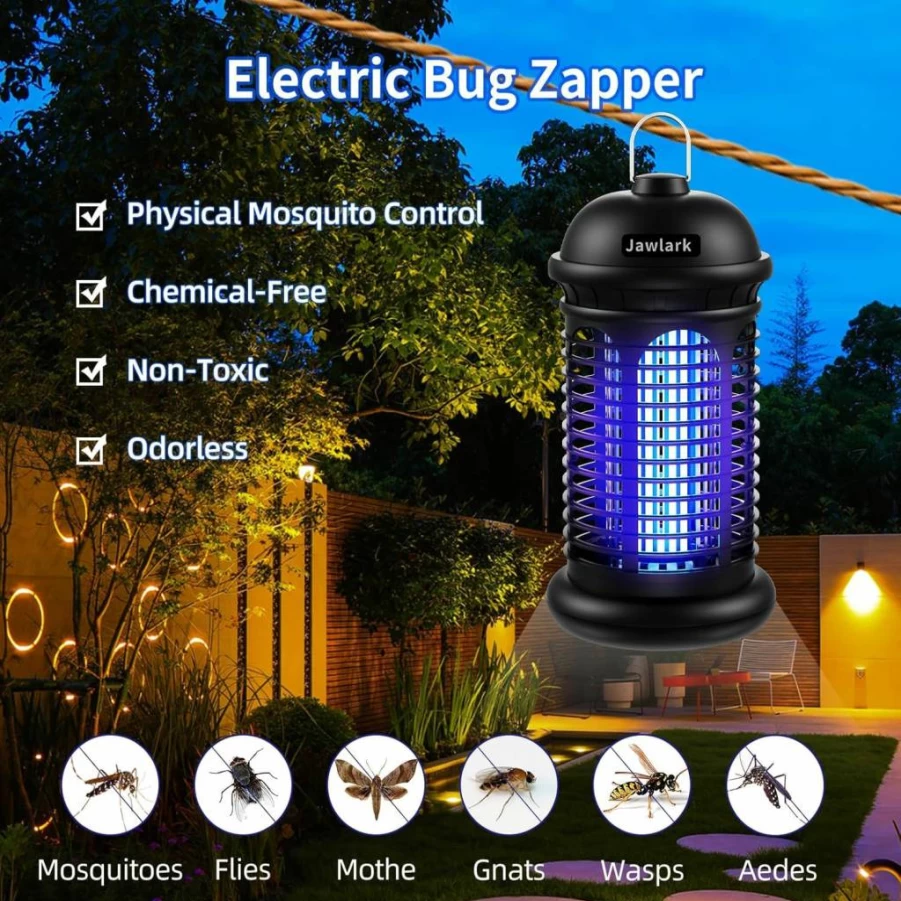 Jawlark Electric Mosquito Zapper – 4200V Waterproof Insect Killer for Indoor & Outdoor Use, 5Ft Cord for Patio, Yard, Home – IPX6 Rated Plug-In Bug Zapper (Black)