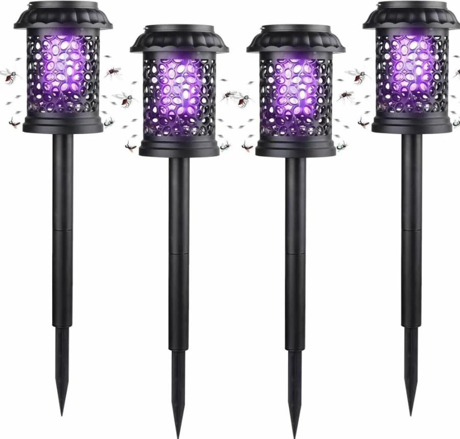 Jahy2Tech 4 Pack Solar Mosquito Zapper – Outdoor Waterproof Bug Light for Patio, Yard, Garden & Farm – Effective Trap for Mosquitoes, Gnats & Small Flying Insects