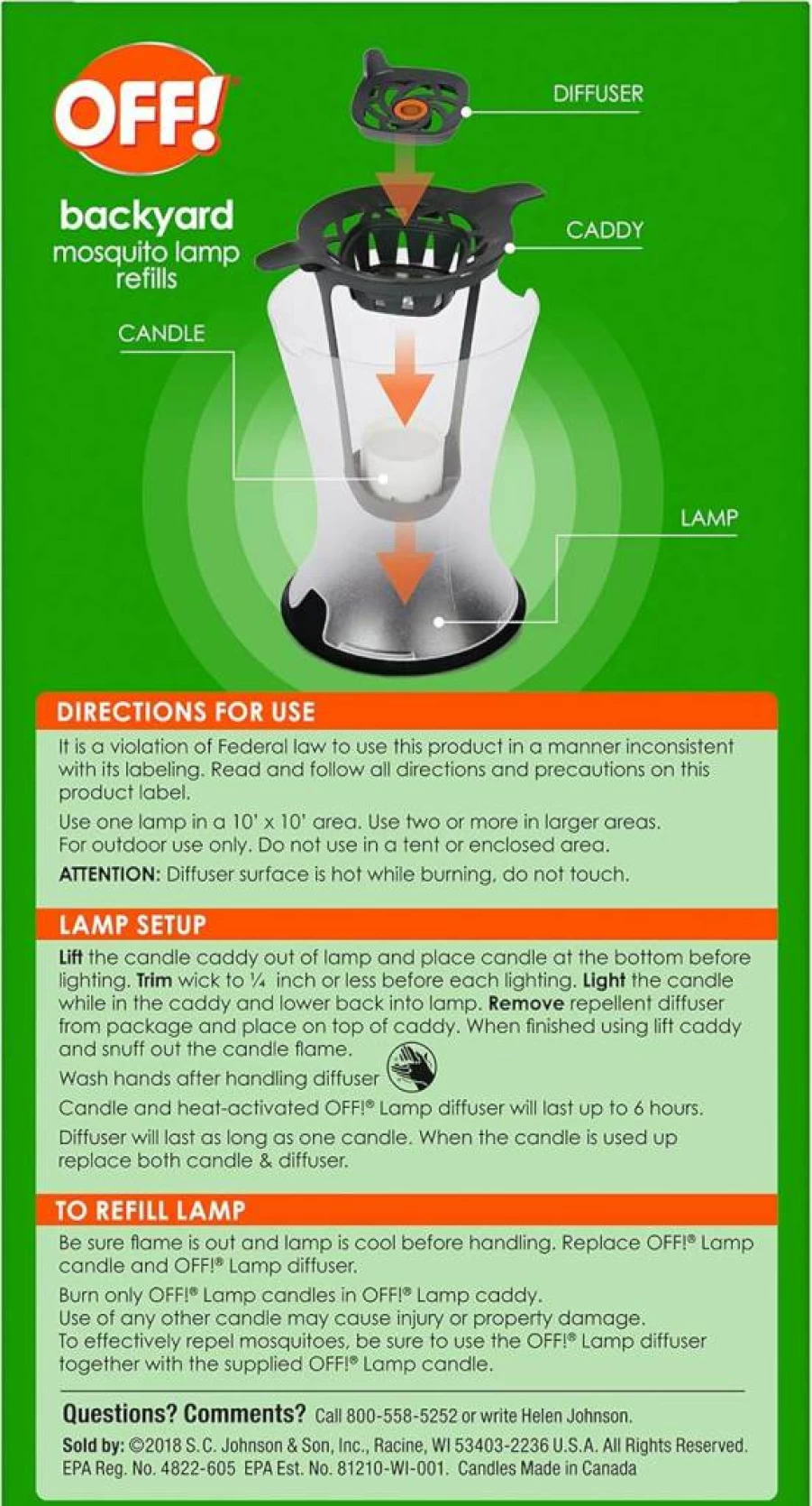 OFF! Mosquito Lamp Refills - 4 Pack | Effective Insect Repellent Replacement Cartridges