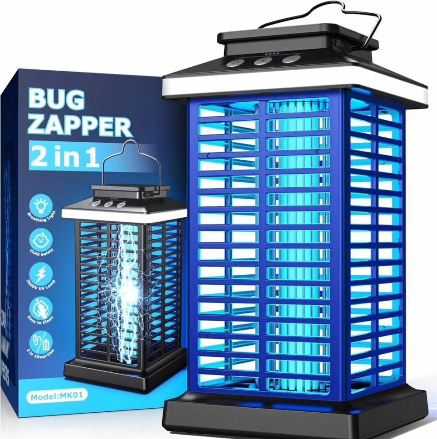KOOSA Rechargeable Bug Zapper Outdoor - 4000V Mosquito Killer with 4000mAh Battery, LED Night Light, Portable Electric Fly Zapper for Patio, Backyard, Garden, Camping