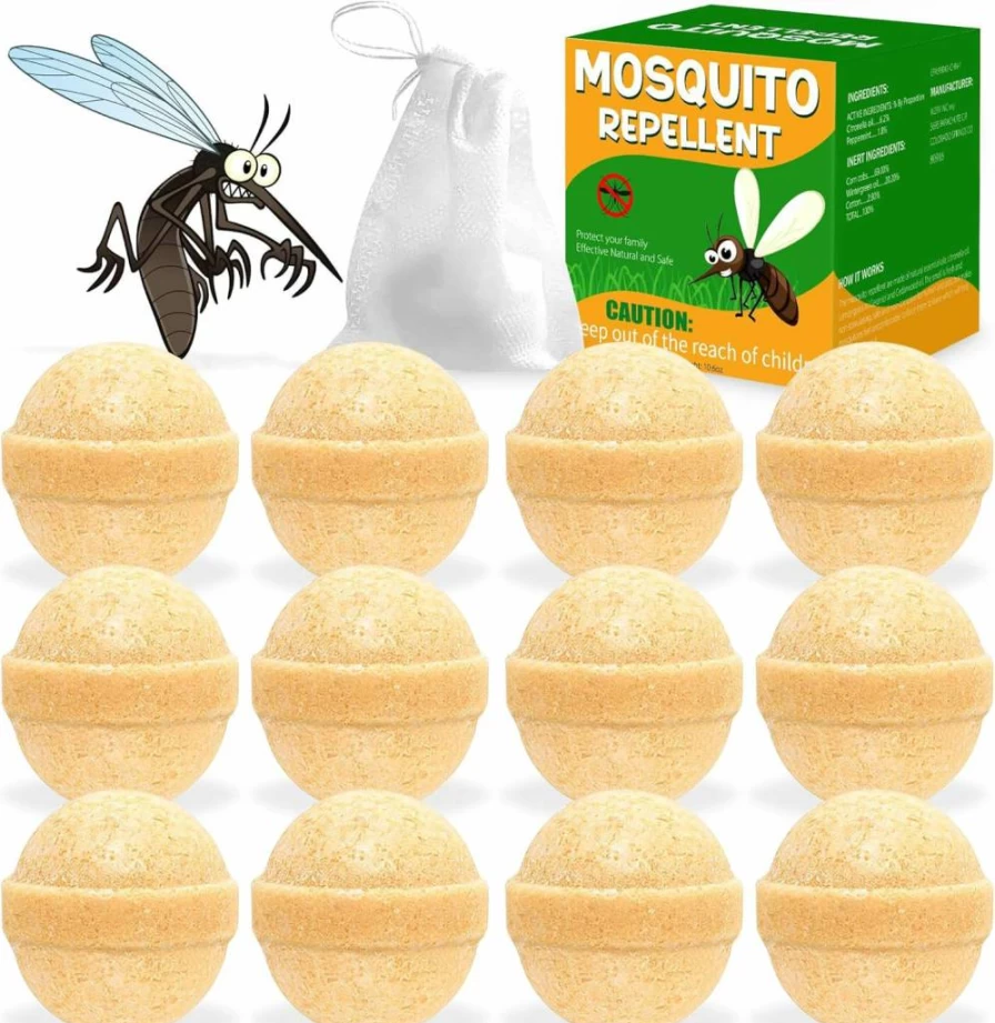 BuggyBeds 12 Pack Mosquito Repellent Balls for Indoor & Outdoor Use - Yard, Patio, Camping, Travel | Long-Lasting Mosquito Protection for Home & Doors