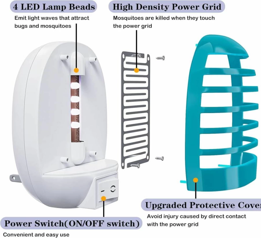 Hywean Zapper 6 Pack Indoor Electronic Bug Zapper - Mosquito, Gnat & Flying Insect Trap with LED Light for Patio, Bedroom, Kitchen, Office