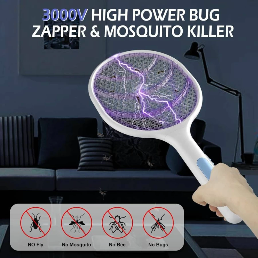 VANELC Bug Zapper 2 Pack - USB Rechargeable 3000V Electric Fly Swatter for Mosquito & Pest Control - Indoor/Outdoor Use in Home, Kitchen, Office