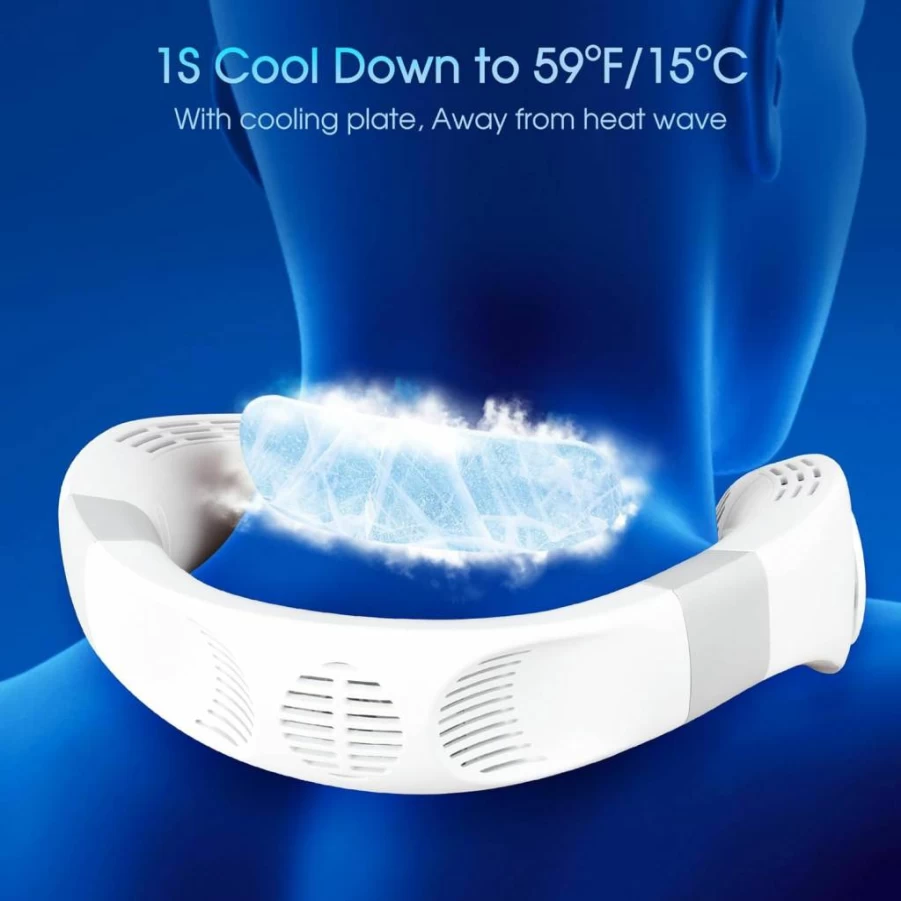 Jawhock 4400mAh Rechargeable Neck Fan with Cooling Plate - Hands Free Bladeless Fan for Men, Travel, Gym, Office, Outdoor - Ideal Father's Day Gift for Dad