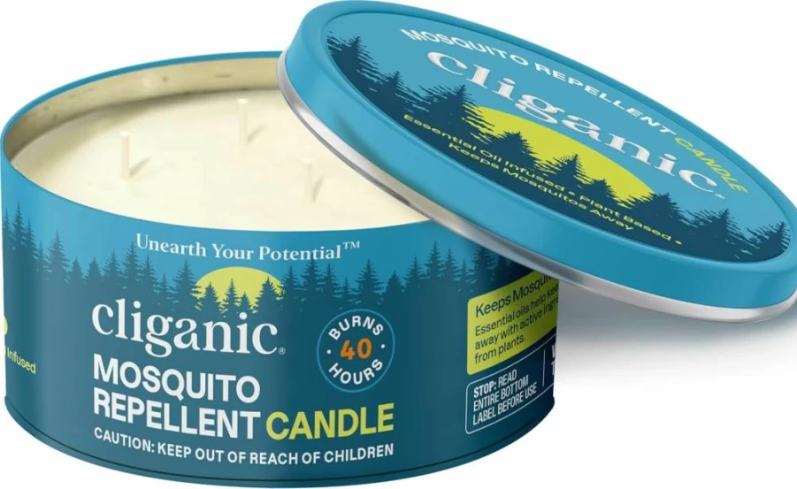 Cliganic 22Oz Citronella Mosquito Repellent Candle | DEET-Free, Essential Oil Infused for Outdoor & Camping | Long-Lasting 40-Hour Burn