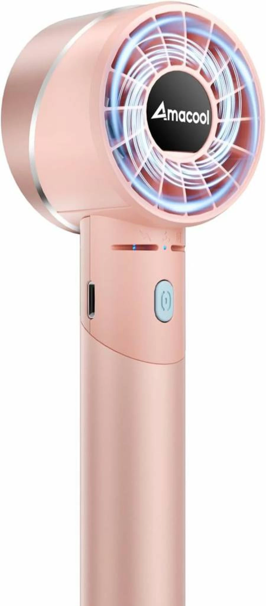 AMACOOL Portable Handheld Fan - Rechargeable Mini Turbo Fan with 4 Speed Settings, 17H Runtime, Lightweight Metal Body for Travel, Camping, Makeup, Indoor & Outdoor Use (Black Grey)