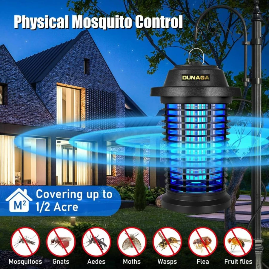 DUNAGA 15W Electric Bug Zapper for Indoor & Outdoor Use - 4200V Mosquito Killer, Fly Trap for Home, Backyard, Patio - UV Light Insect Zapper