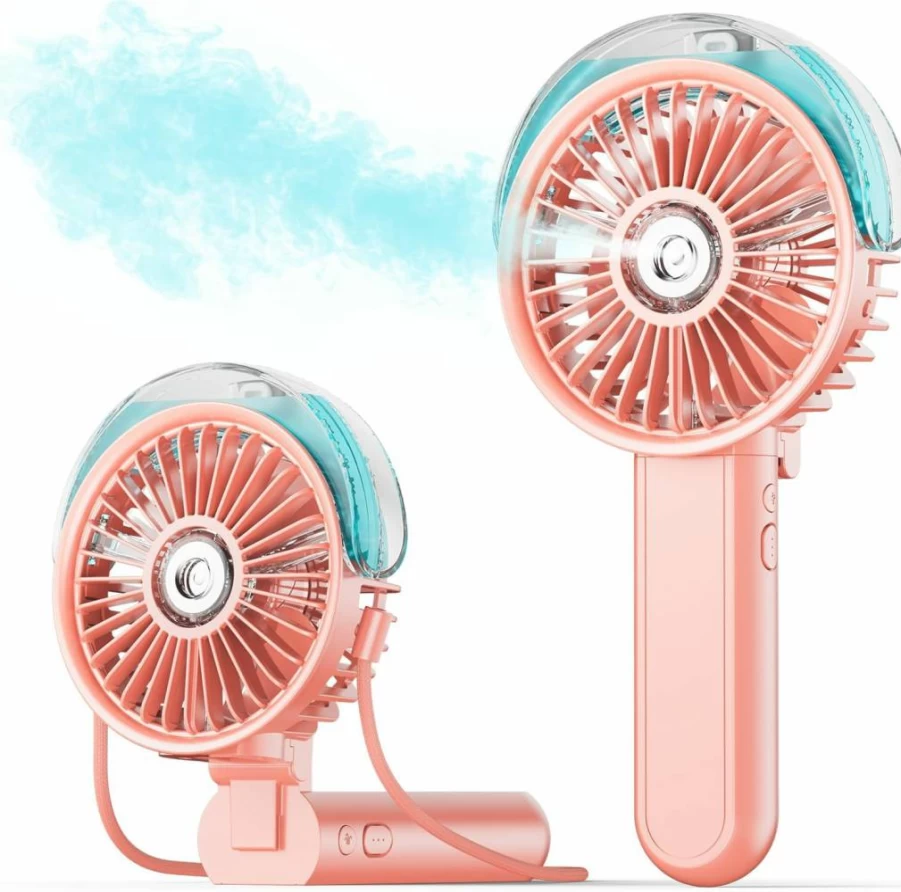 SWEETFULL Portable Misting Fan - 180° Foldable Handheld Fan with Mist Spray, 3 Speed Settings, USB Rechargeable, 30mL Water Tank for Travel, Camping, Office, and Outdoor Use