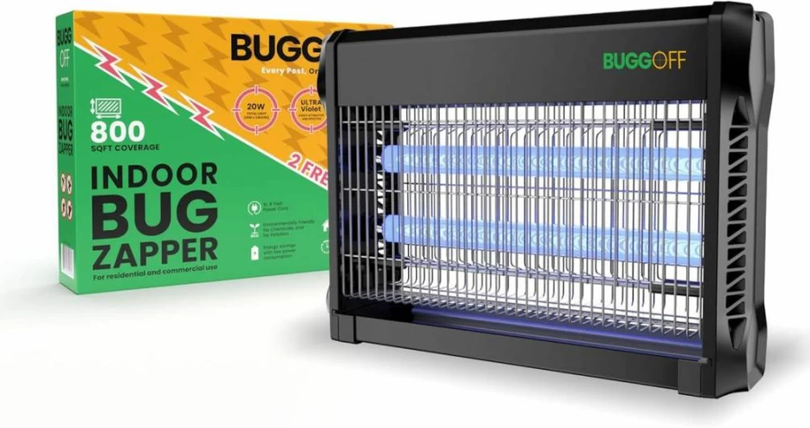 Bugg OFF Electric Bug Zapper – 2000 Sq Ft Indoor Insect Killer, 3500V Powerful Mosquito & Fly Trap, 40W UV Light with 10-Year Warranty & 2 Free Replacement Bulbs