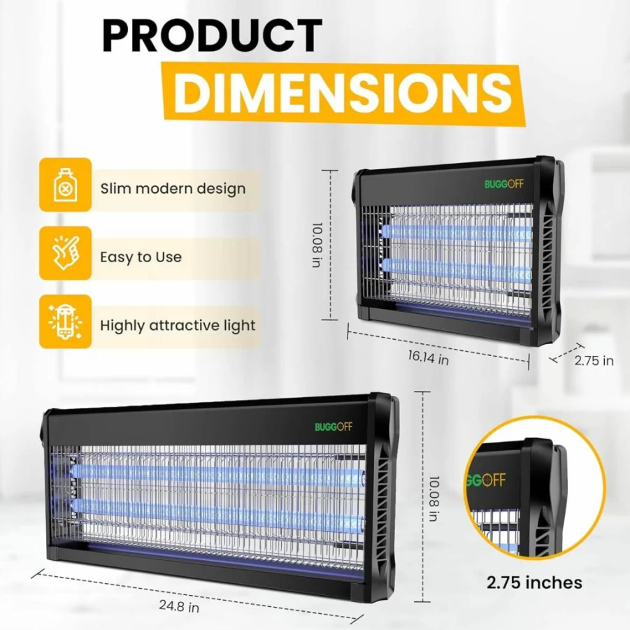 Bugg OFF Electric Bug Zapper – 2000 Sq Ft Indoor Insect Killer, 3500V Powerful Mosquito & Fly Trap, 40W UV Light with 10-Year Warranty & 2 Free Replacement Bulbs