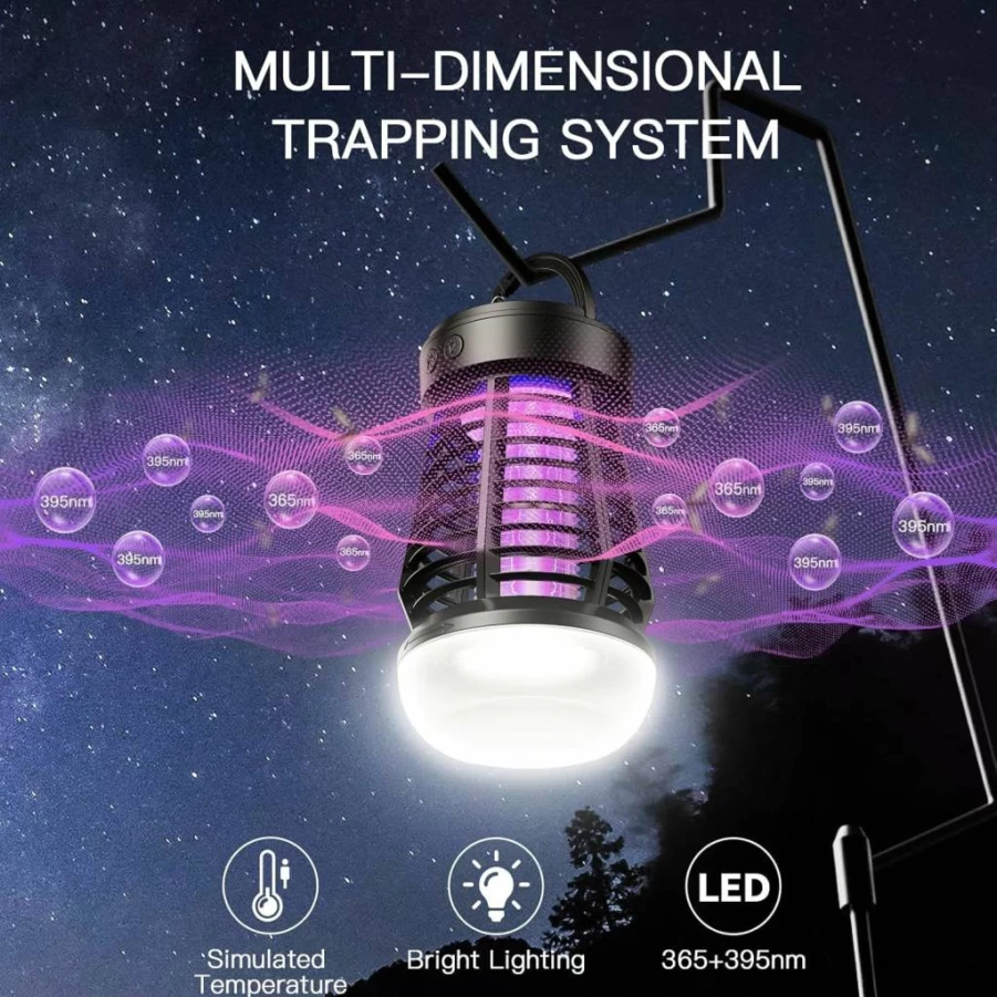 Minimoon Portable 3-in-1 Rechargeable Mosquito Zapper - 2000mAh Wireless Bug Killer with LED Light for Outdoor, Camping, Garden, and Yard
