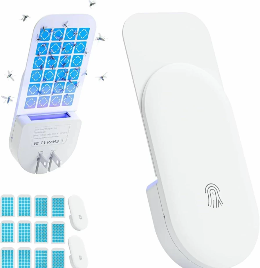 TIENBE 2-in-1 Indoor Flying Insect Trap with 6 Glue Cards - Plug-In Fruit Fly, Gnat, Moth & Mosquito Killer for Kitchen, Bathroom & Home