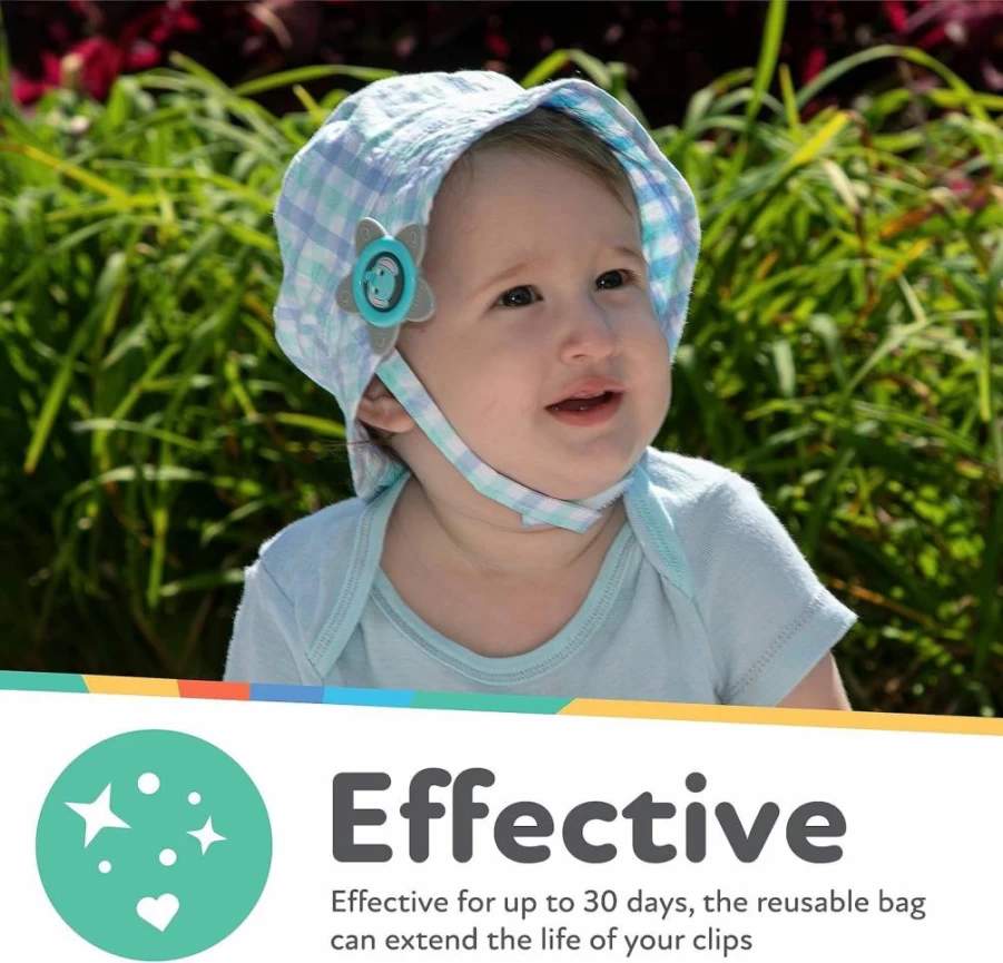 Outro Planeta Natural Mosquito Repellent Clips for Babies & Toddlers - DEET-Free, Citronella & Lemongrass, 2-Pack (1 Set)