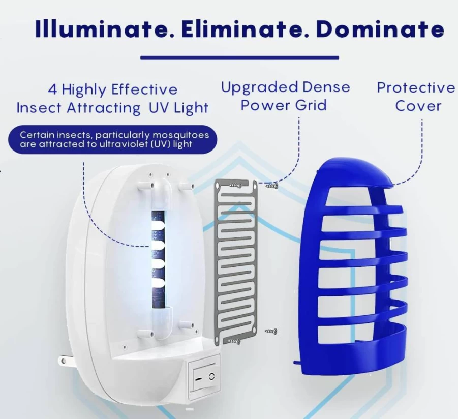Ariie Electronic Bug Zapper Indoor - 4 Pack Mosquito, Fruit Fly, and Insect Killer for Home, Kitchen, Bedroom, Office, and Baby Room