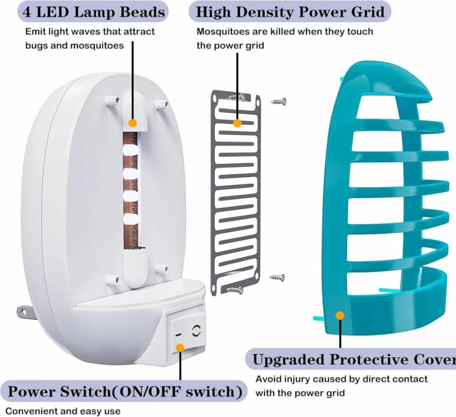 Hywean Zapper 2 Pack Indoor Electronic Bug Zapper - Mosquito, Gnat & Flying Insect Trap with LED Light for Patio, Bedroom, Kitchen, Office