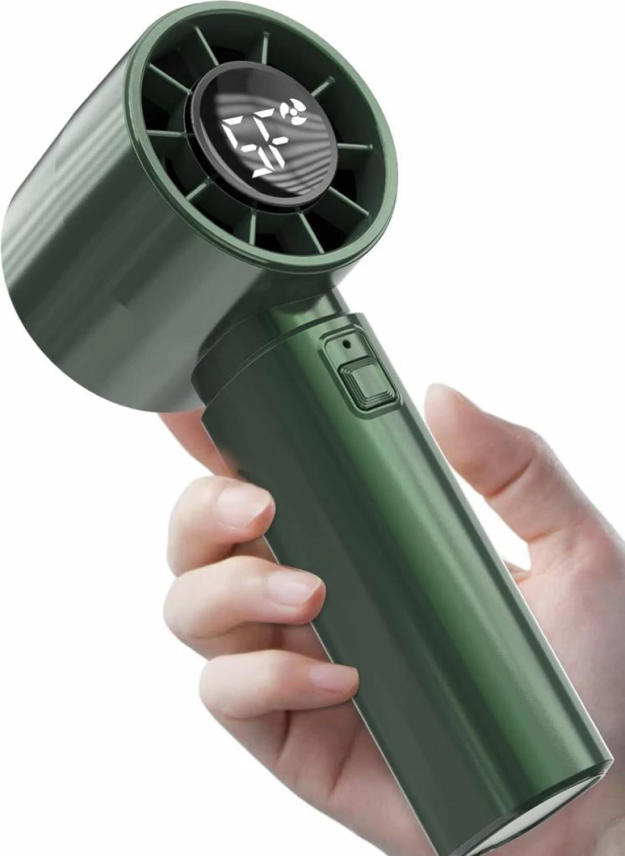 ERABAY Portable Handheld Fan with Digital Display - 10000 RPM High Speed, USB Rechargeable 4000mAh Battery, Mini Personal Cooling Fan for Travel, Camping, Outdoor - Ideal Gift for Men & Women (Grey)