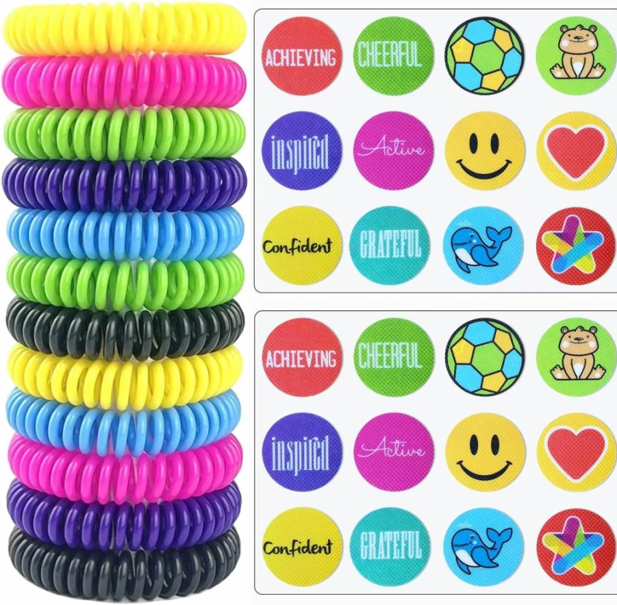 BuggyBands 12 Pack Mosquito Repellent Bracelets for Kids & Adults - Natural, Waterproof, 300Hrs Protection, Indoor & Outdoor Use with 24 Stickers