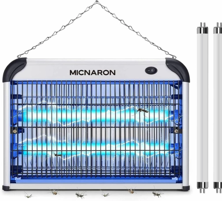 Micnaron 20W Indoor Fly Trap - 2800V Mosquito Zapper with Blue Light for Moths, Fruit Flies, Gnats - Plug-In Bug Killer for Home & Garage Pest Control