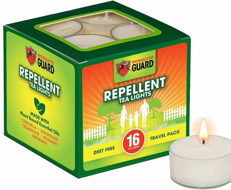 Mosquito Guard 16-Pack Citronella Tealight Candles - Natural Outdoor Mosquito Repellent for Patio, Yard & Indoors, DEET-Free Bug Repellent Candles
