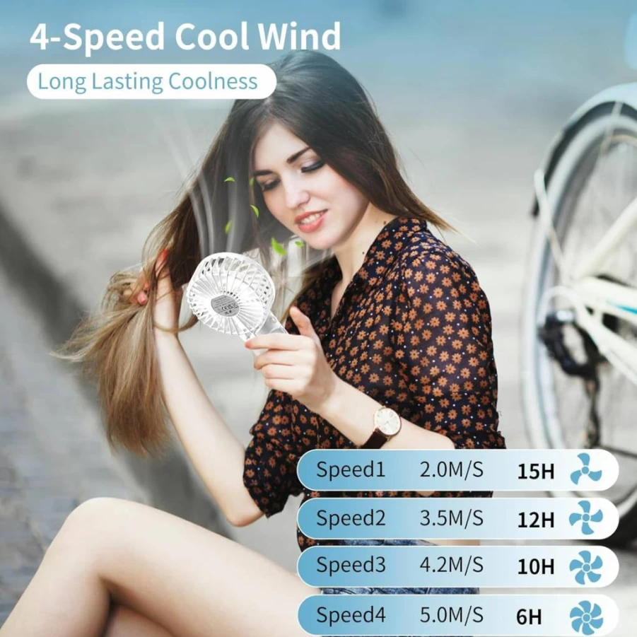 ISFOFO Mini Handheld Fan 2 Pack - USB Rechargeable, 4 Speed Settings, Foldable & Portable for Travel, Office, Beach, Camping - Compact Cooling Fan
