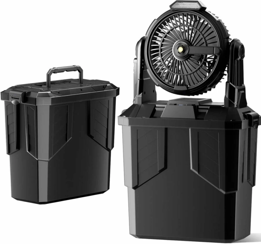 DUSFAN 6L Portable Misting Fan with Remote, 20000mAh Rechargeable Battery, 270° Adjustable Outdoor Cooling Fan for Patio, Camping, Hanging with LED Light