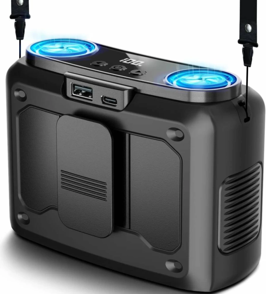 Chillgo 20000mAh Portable Neck Fan - Dual Motor High Speed Personal Fan, Rechargeable Wearable Fan for Travel, Camping, Outdoor, Sports, 135H Long Lasting Battery