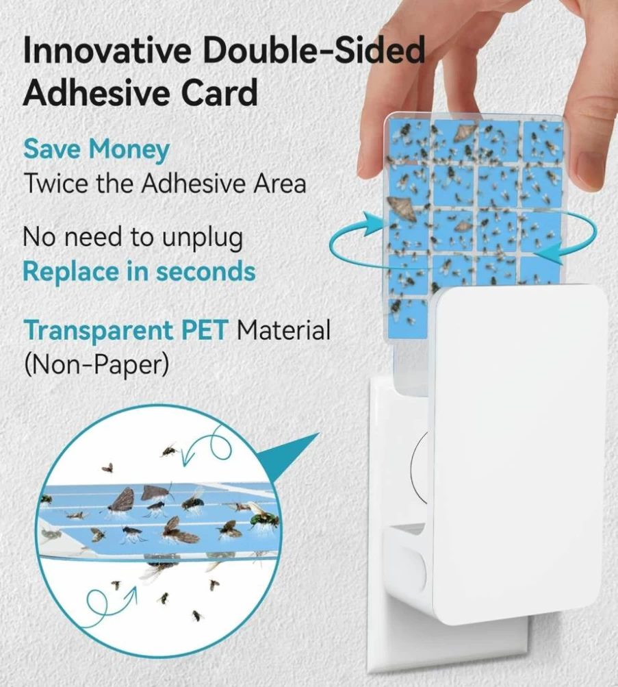 WowCatch Double-Sided Plug-In Insect Trap - Indoor Flying Pest Catcher for Flies, Mosquitoes, Gnats & Moths | Sticky Light Bug Killer for Home Pest Control