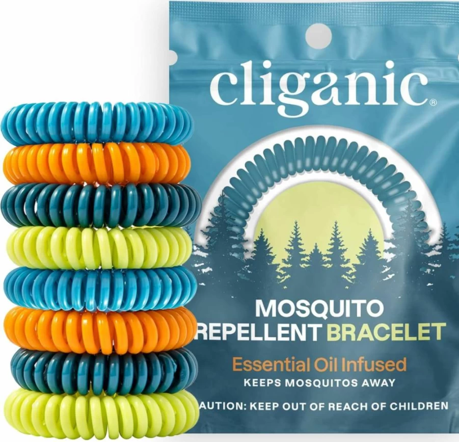 Cliganic 20 Pack Natural Mosquito Repellent Bracelets, DEET-Free Waterproof Wristbands for Adults & Kids, Individually Wrapped Travel-Friendly Bug Protection
