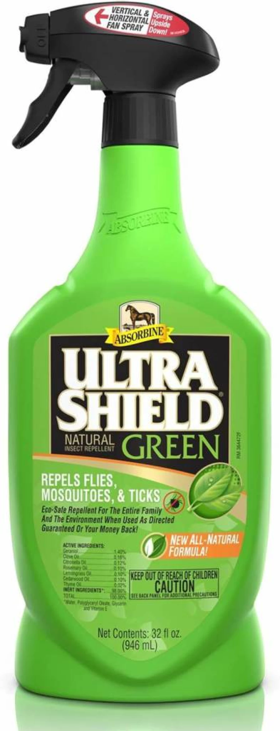 Absorbine Ultrashield Green All-Natural Fly & Insect Repellent for Horses & Dogs – Essential Oil Formula, 128 oz Gallon Bottle, No Sprayer Included