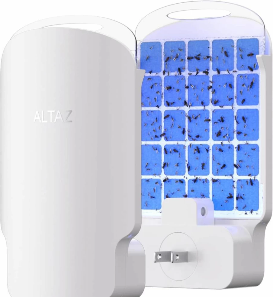 Altaz Indoor Electric Fly Trap Plug In - Silent Bug Zapper with 6 LED Lights, Pet Safe Insect Killer for Gnats, Fruit Flies - Mess-Free Home Kitchen Bedroom Pest Control