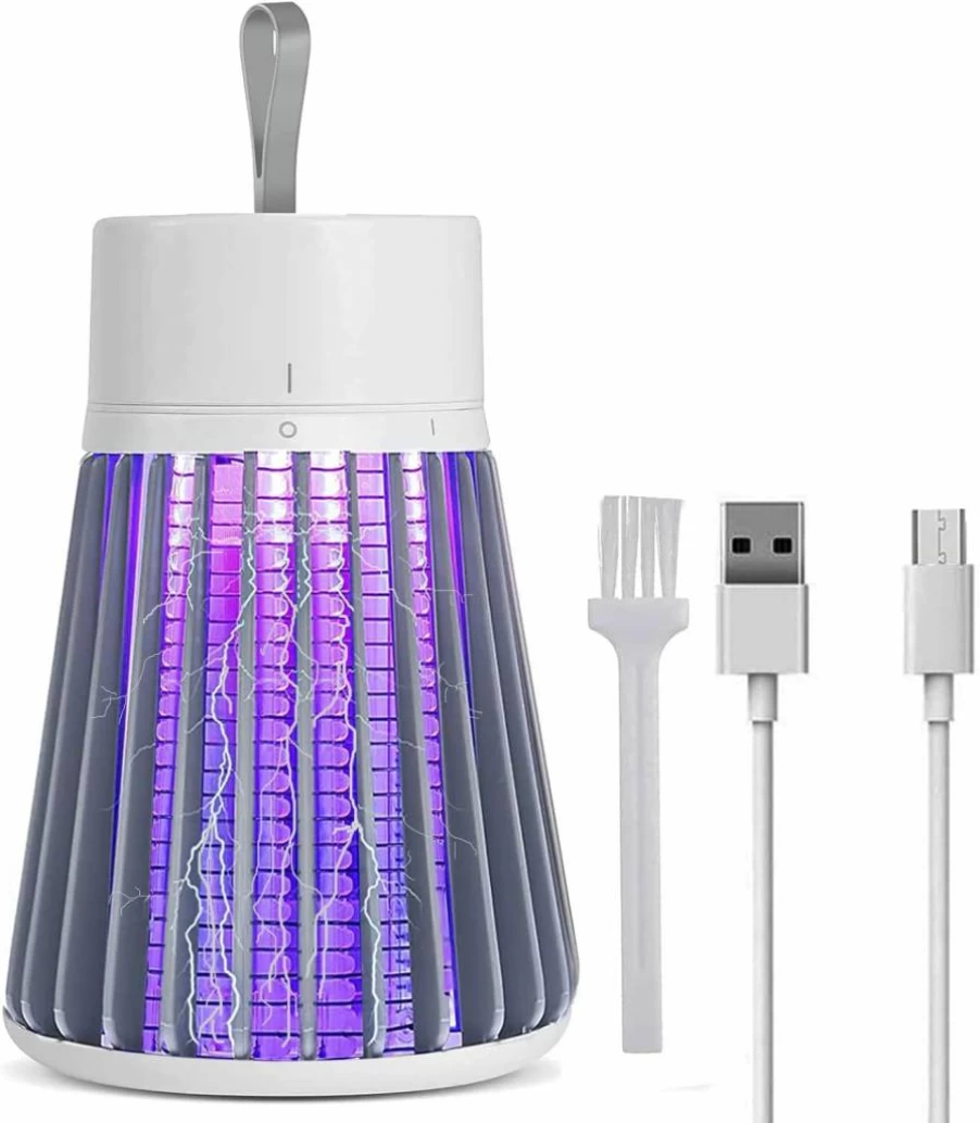 HTTLLH Electric Bug Zapper for Indoor & Outdoor Use - Rechargeable Mosquito Killer, Fly Trap for Camping, Home, Garden - Portable Insect Zapper (White)