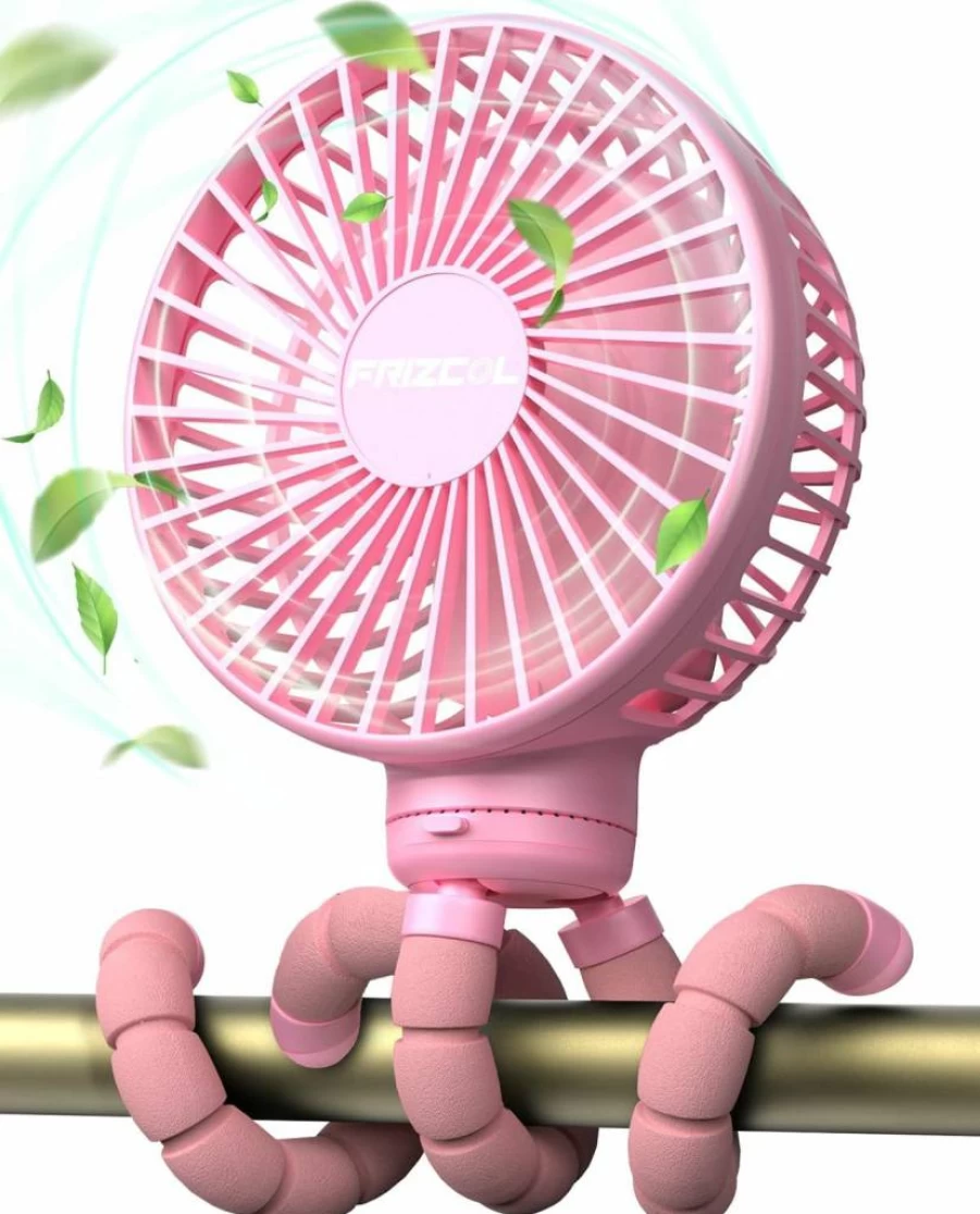 FRIZCOL Rechargeable Stroller Fan for Baby - Portable Clip On Fan with 24H Battery Life for Car Seat, Desk, Camping & Travel
