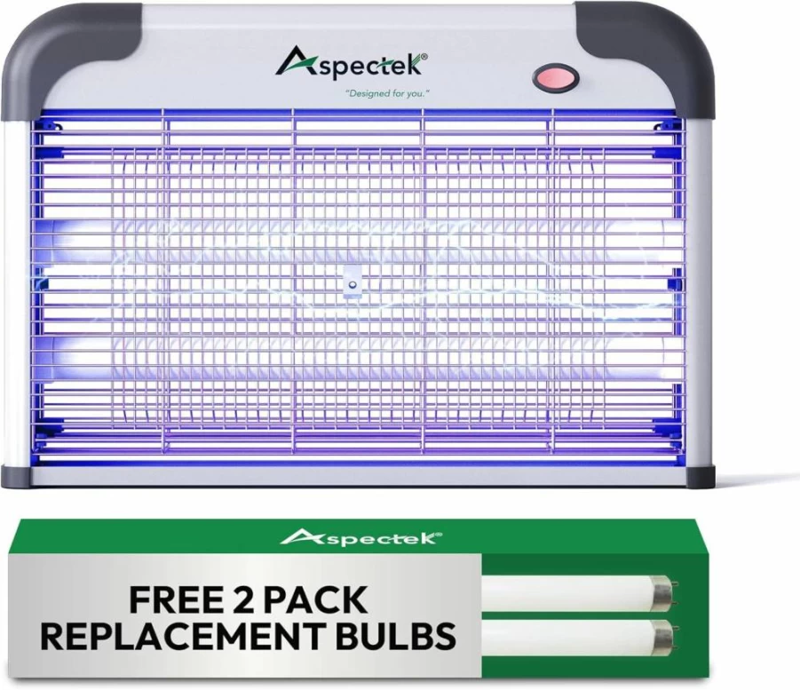 ASPECTEK 20W Electric Bug Zapper - Indoor UV Mosquito Killer & Fly Trap with 2 Replacement Bulbs for Effective Insect Control