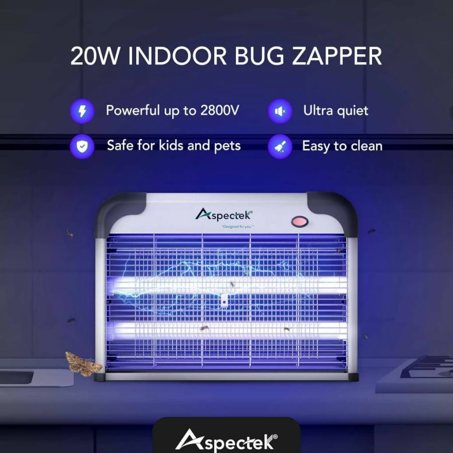 ASPECTEK 20W Electric Bug Zapper - Indoor UV Mosquito Killer & Fly Trap with 2 Replacement Bulbs for Effective Insect Control