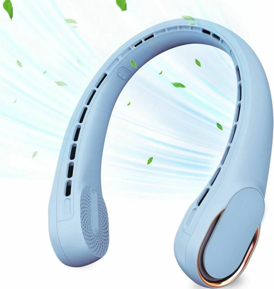 ASNUG Neck Fan with 4000mAh USB Rechargeable Battery, 3-Speed Adjustable Personal Bladeless Fan, Ultra-Quiet Wearable Cooler for Home, Office, Travel & Outdoor Sports