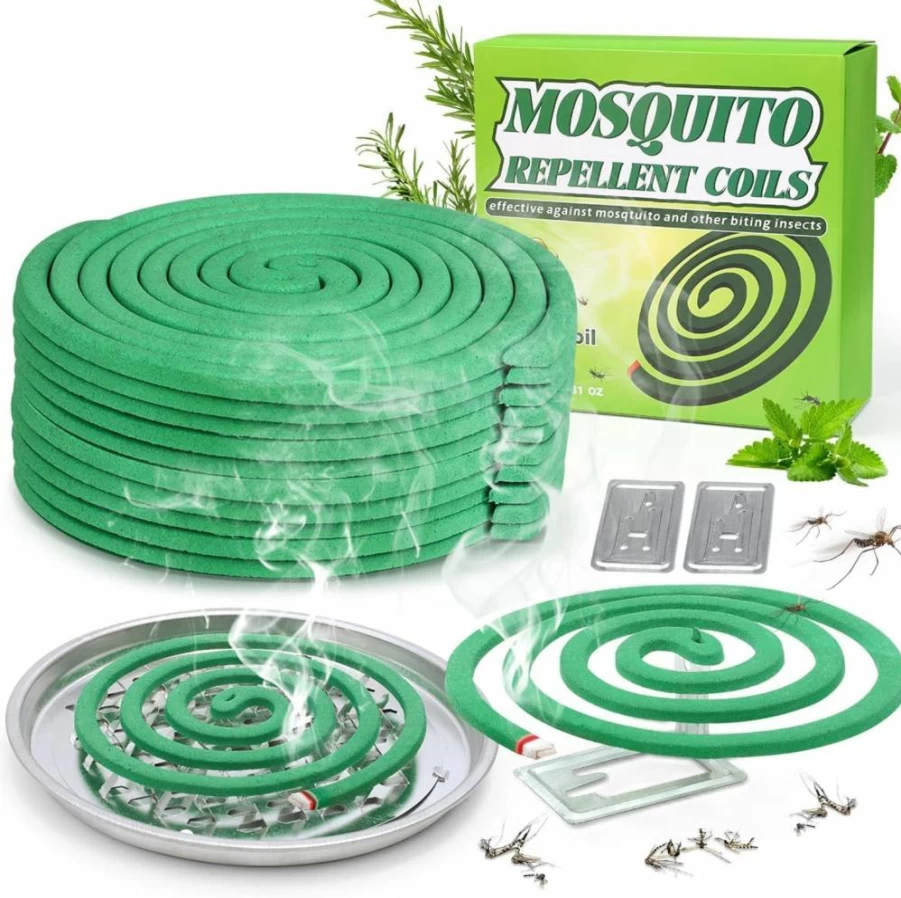 SEEKDIT 20 Pack Natural Mosquito Repellent Coils, Citronella Plant-Based Outdoor Mosquito Repellent for Patio, Camping, Backyard, Poolside - DEET-Free, Long-Lasting Protection with 1 Holder & 2 Stands
