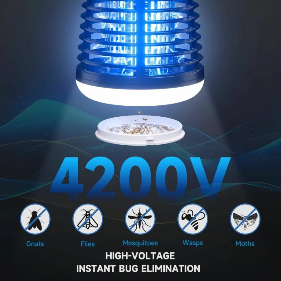 HOOMESUN Bug Zapper Outdoor & Indoor - 4200V Electric Mosquito Killer with LED Light, Fly Trap for Home, Backyard, Patio - Powerful Insect Zapper for Flies & Flying Insects