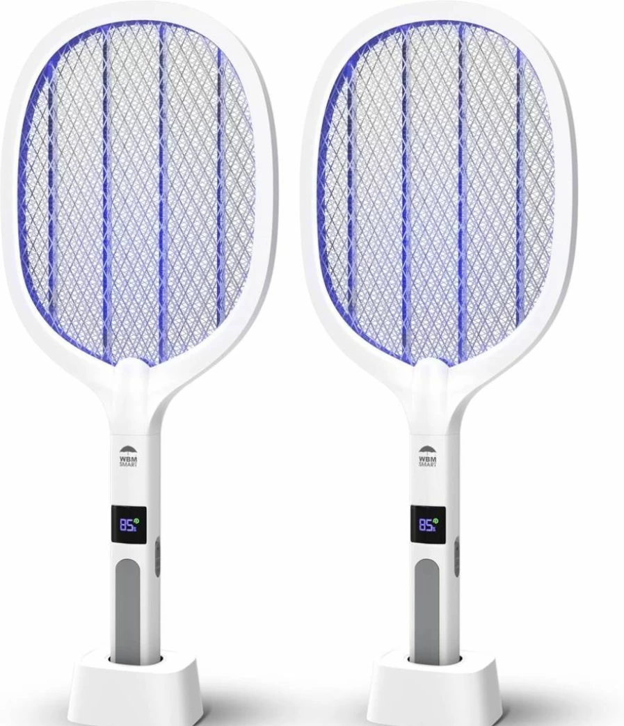 WBM SMART 2-in-1 Electric Bug Zapper & Mosquito Trap Lamp with USB Rechargeable Fly Swatter, 3-Layer Safety Mesh for Indoor and Outdoor Use - Pack of 2
