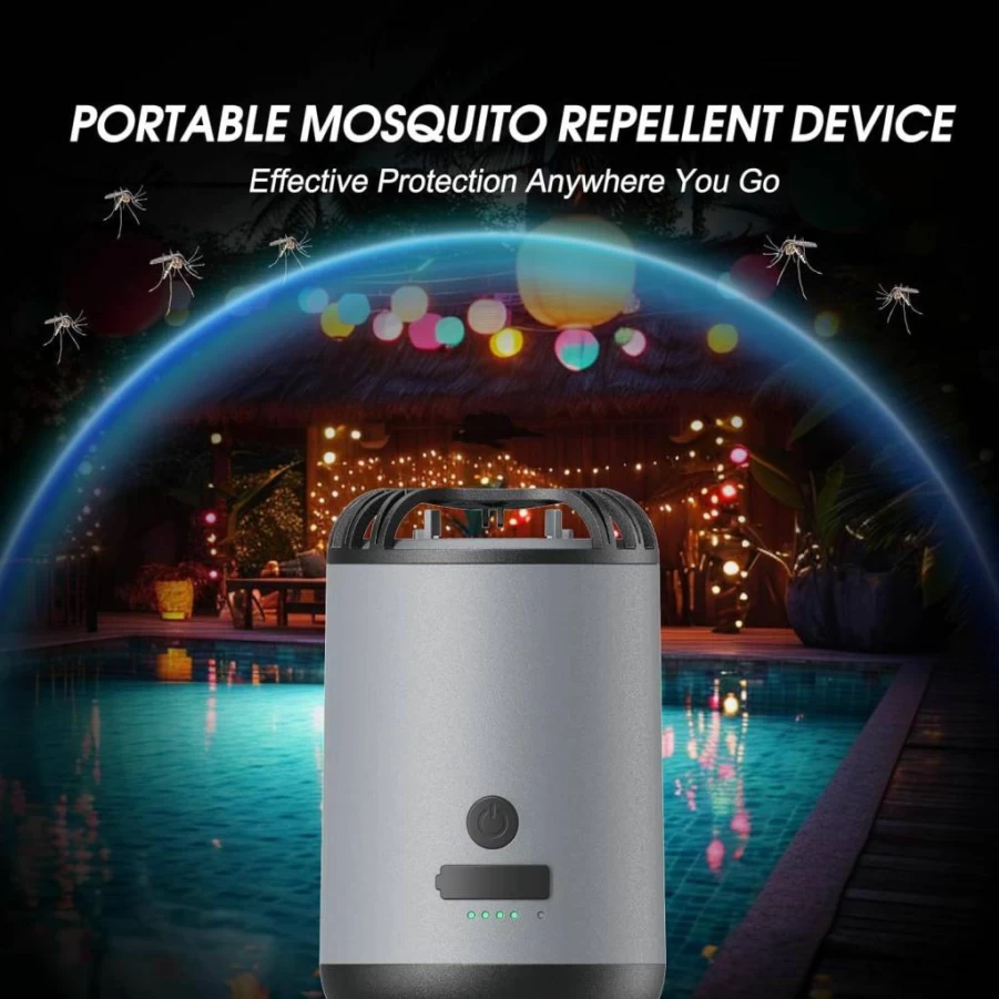 Virine Portable Mosquito Repellent Device for Outdoor, Camping, Hiking & Patio - USB Type-C Rechargeable with 4 Refills, Insect Repellent for Patio, Garden & Travel