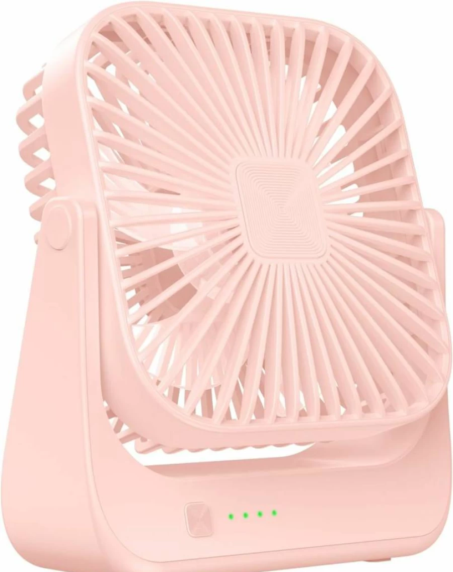 OLV Rechargeable Mini Desk Fan - 4 Speed Ultra Quiet Portable Fan with 360° Adjustable Head for Office, Bedroom, Home, Kitchen & Outdoor Use
