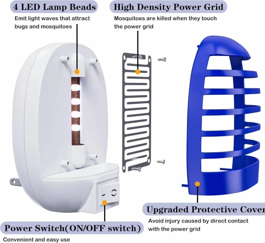 Hywean Zapper 2 Pack Indoor Electronic Mosquito Killer - Plug-In Bug Zapper for Flying Insects with LED Light, Ideal for Bedroom, Kitchen, Office & Patio