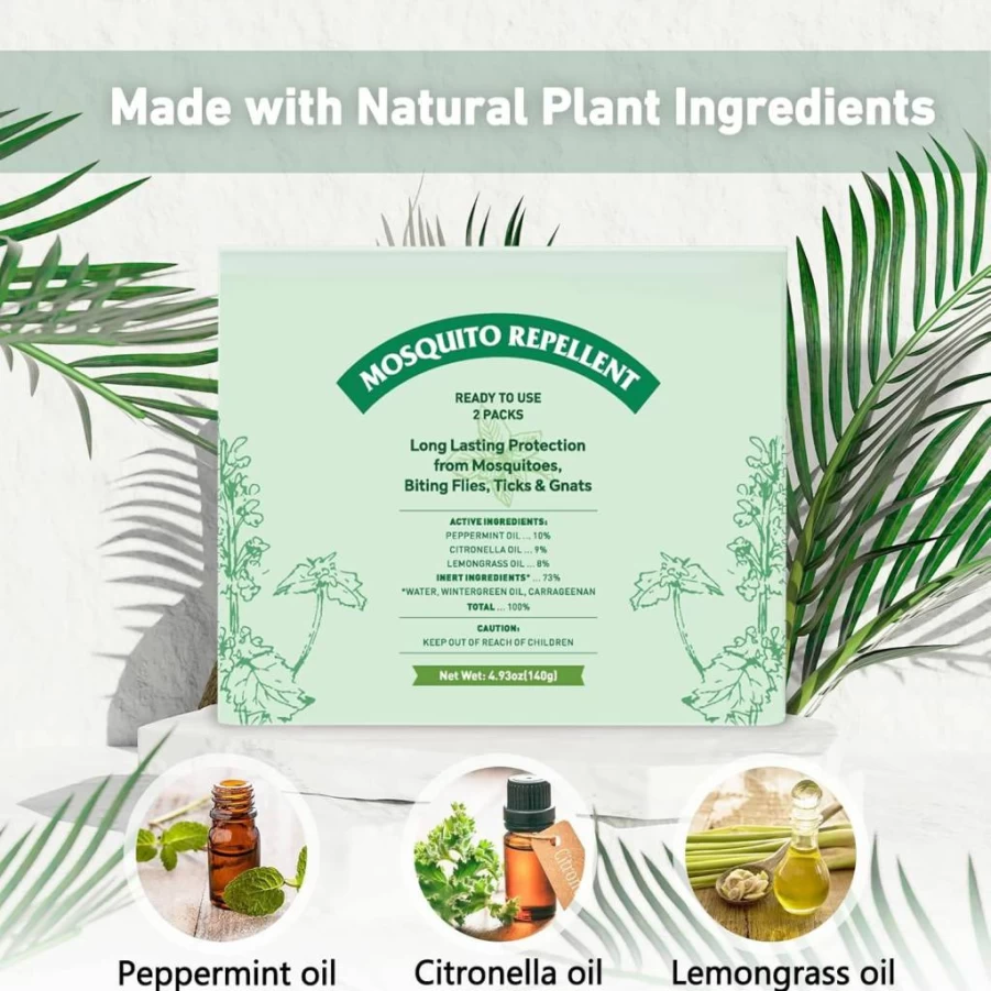 Jartc Peppermint Oil Mosquito Repellent - Natural Insect Repellent for Indoor & Outdoor, 2 Pack, Repels Mosquitoes, Ticks, Gnats & Pests